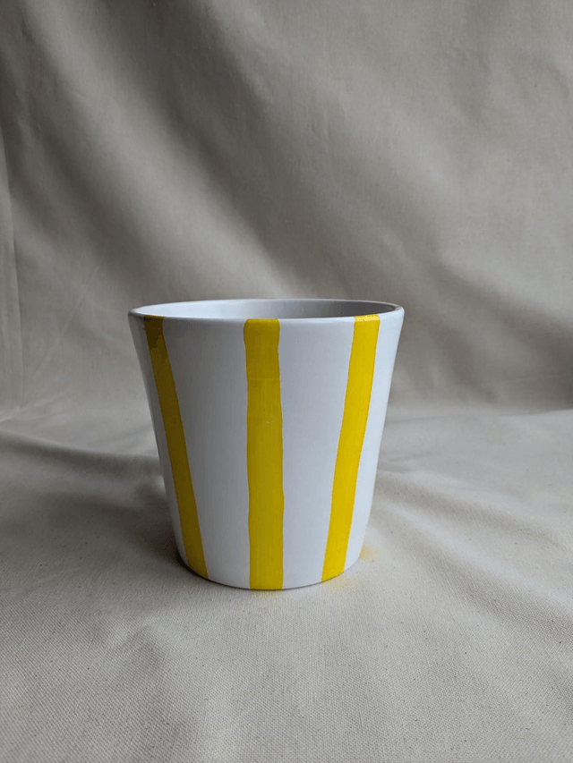 Cache-pot Léo - rayures jaunes